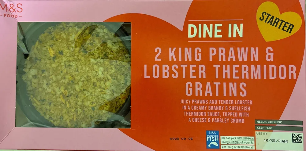 2 King Prawn & Lobster Thermidor Gratins