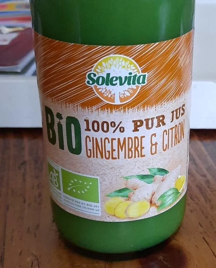 Bio 100 pour 100pur jus gingembre et citron