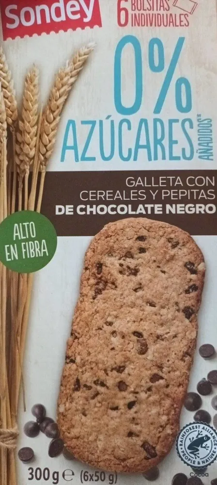 Galleta con cereales y pepitas de chocolate negro