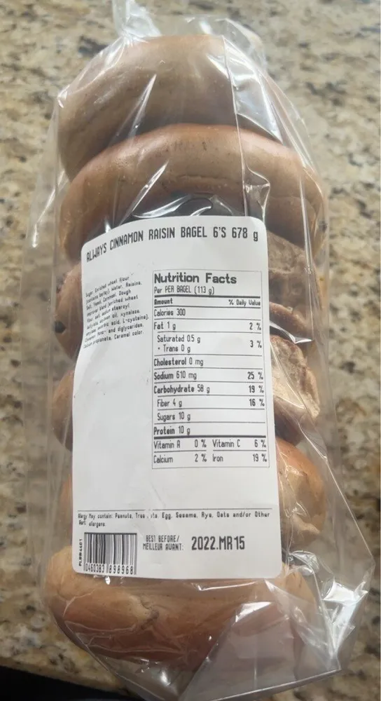 Always Cinnamon Raisin Bagel