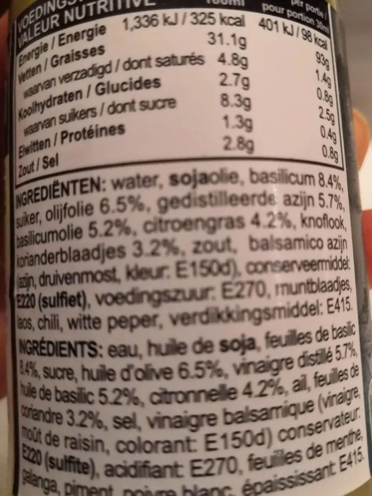 Dressing vinaigrette
