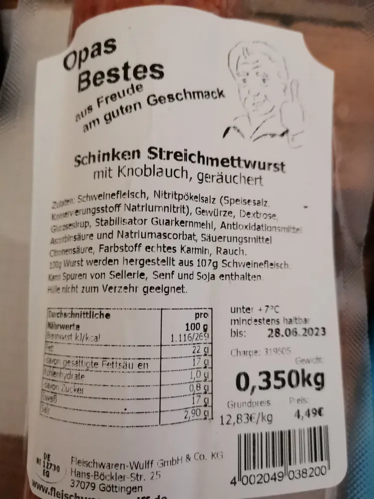 Schinken Streichmettwurst