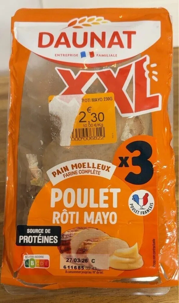 Sandwich traingle Daunat poulet roti mayo