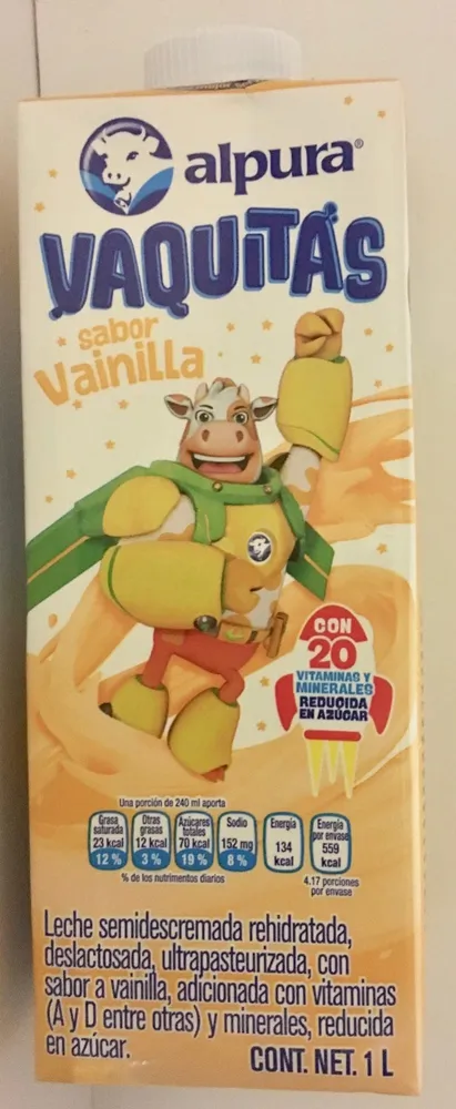 Vaquitas leche semidescremada sabor vainilla