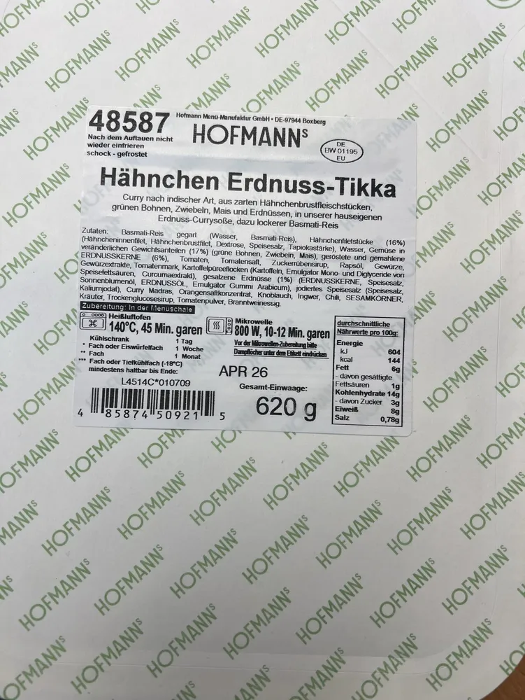 Hähnchen Erdnuss Tikka