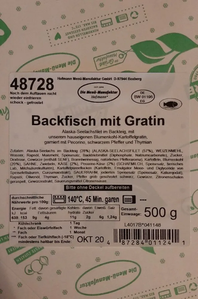 Backfisch mit Gratin