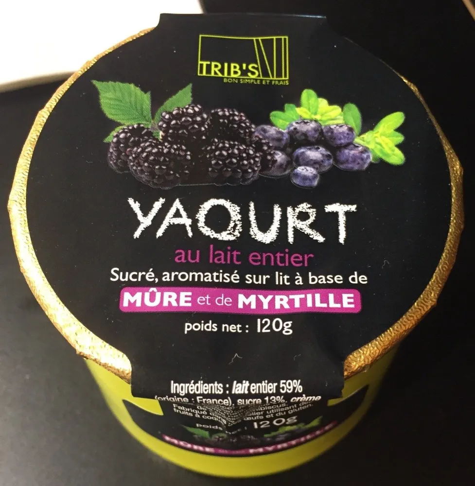 Yaourt au lait entier mûre et myrtille