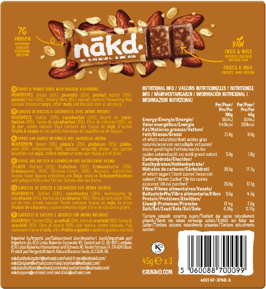 Dates & Peanut Bars with Natural Flavouring