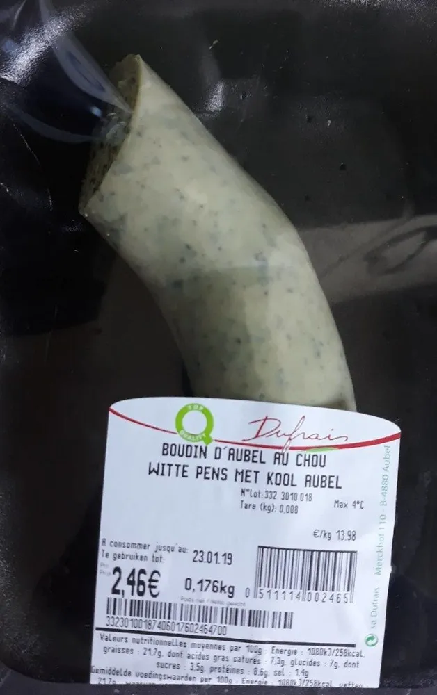 Boudin d'Aubel aux choux