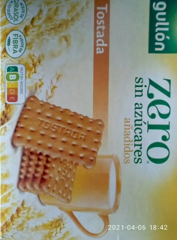 Tostada. Zero. Sin azúcares añadidos.