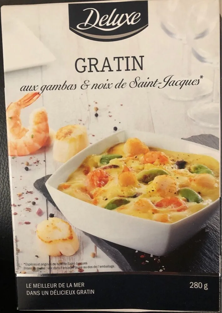 Gratin aux gambas & noix de Saint-Jacques