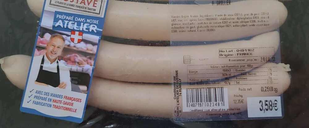 chipolatas à base de veau