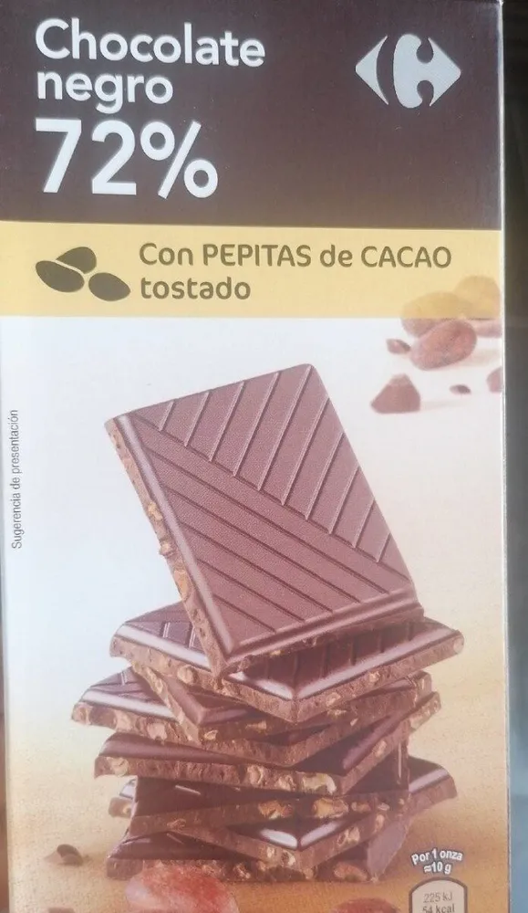 Chocolate begri 72% pepitas de cacao