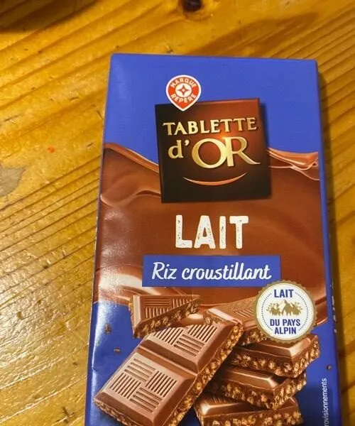 Tablette chocolat au lait riz croustillant
