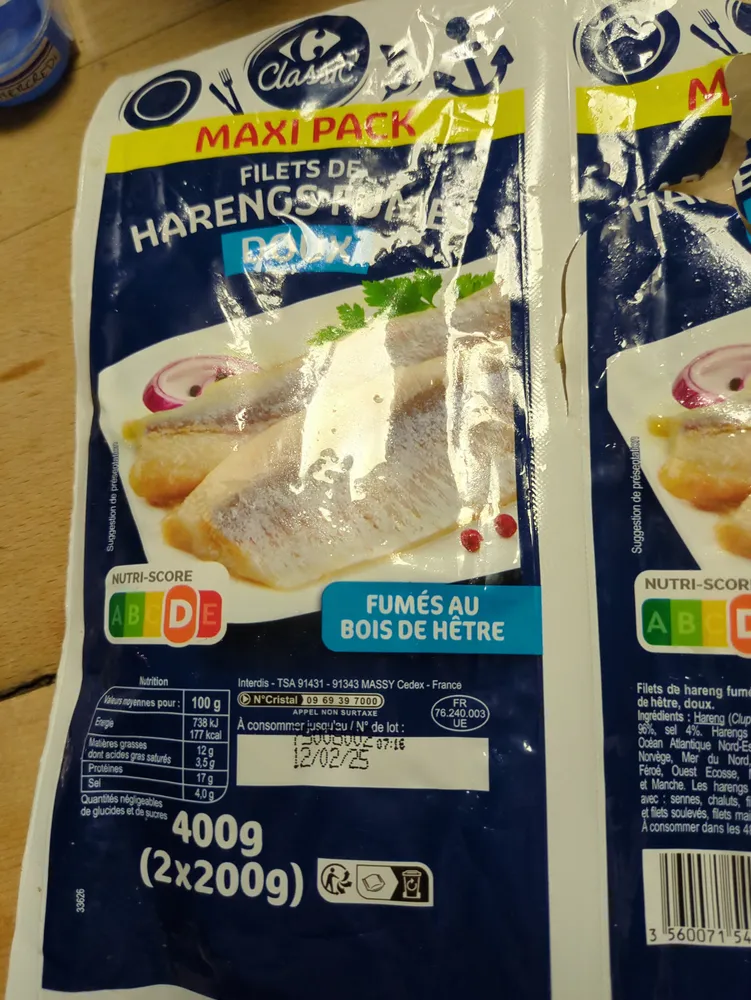 Filets de harengs fumés doux