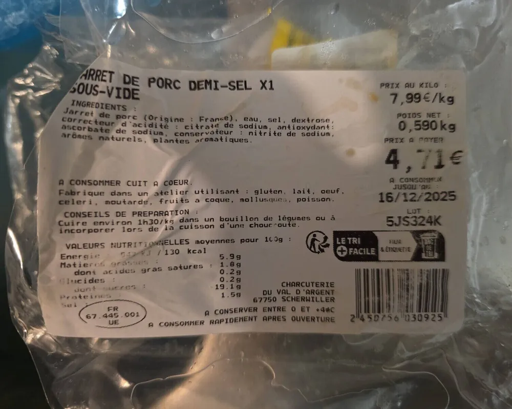 Jarret de porc demi-sel