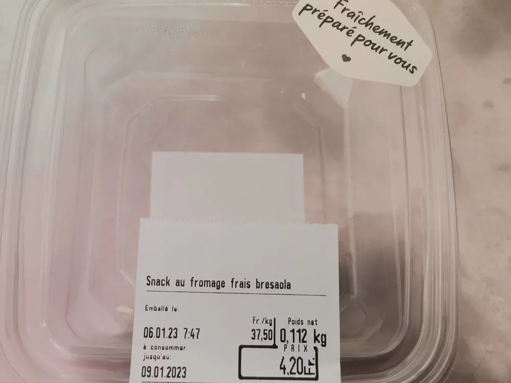 Snack au fromage frais bresaola
