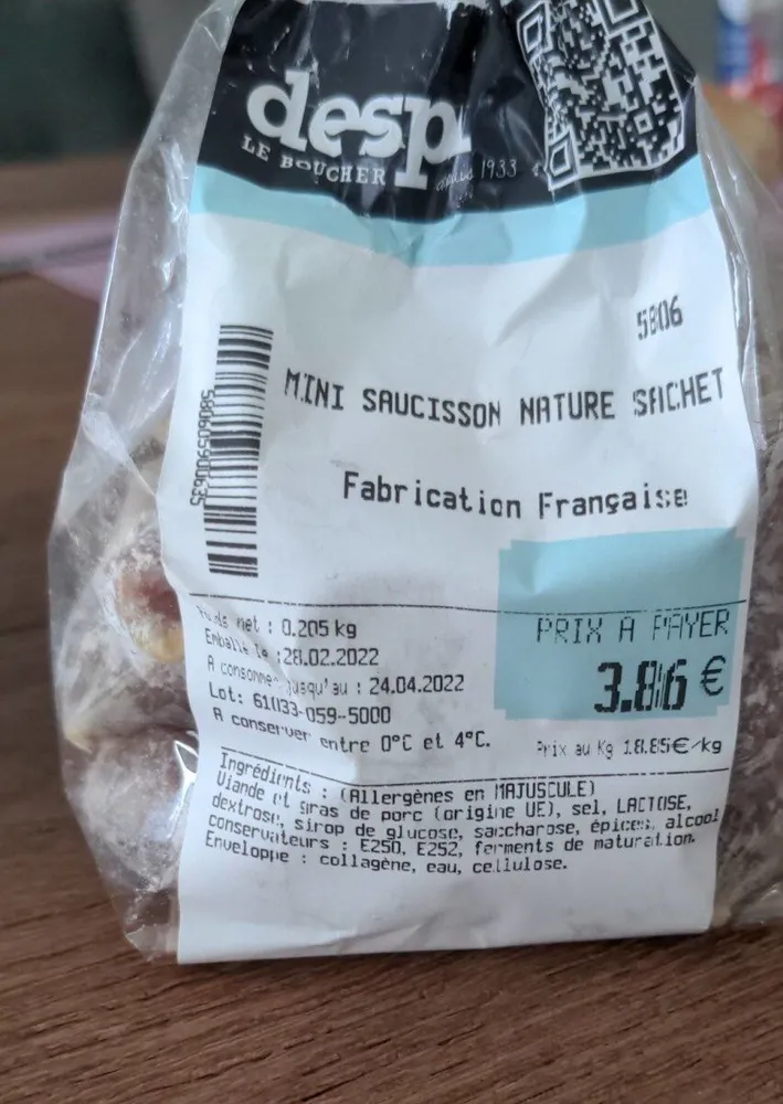 Mini saucisson nature sachet
