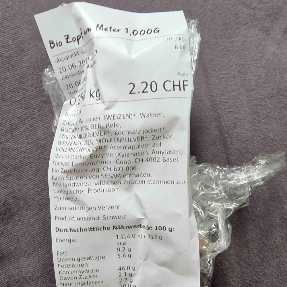 Bio Zopf am Meter