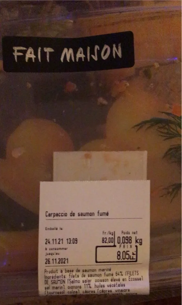 Carpaccio de saumon fumé
