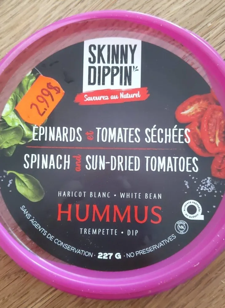 Hummus épinards et tomates séchées