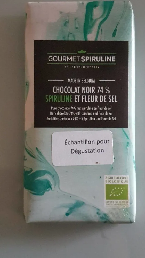 Chocolat noir 74% spiruline et fleur de sel