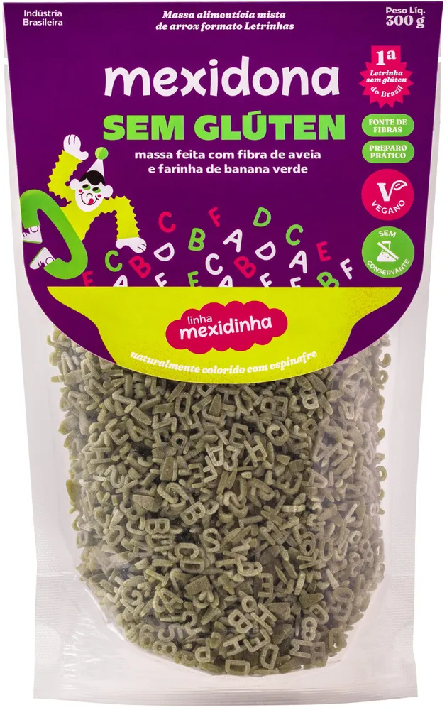 Macarrão de Letrinha sem Gluten Espinafre