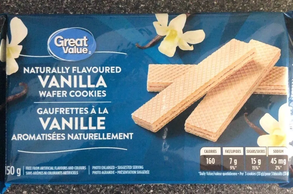 Gaufrettes a la vanille aromatisées naturellement