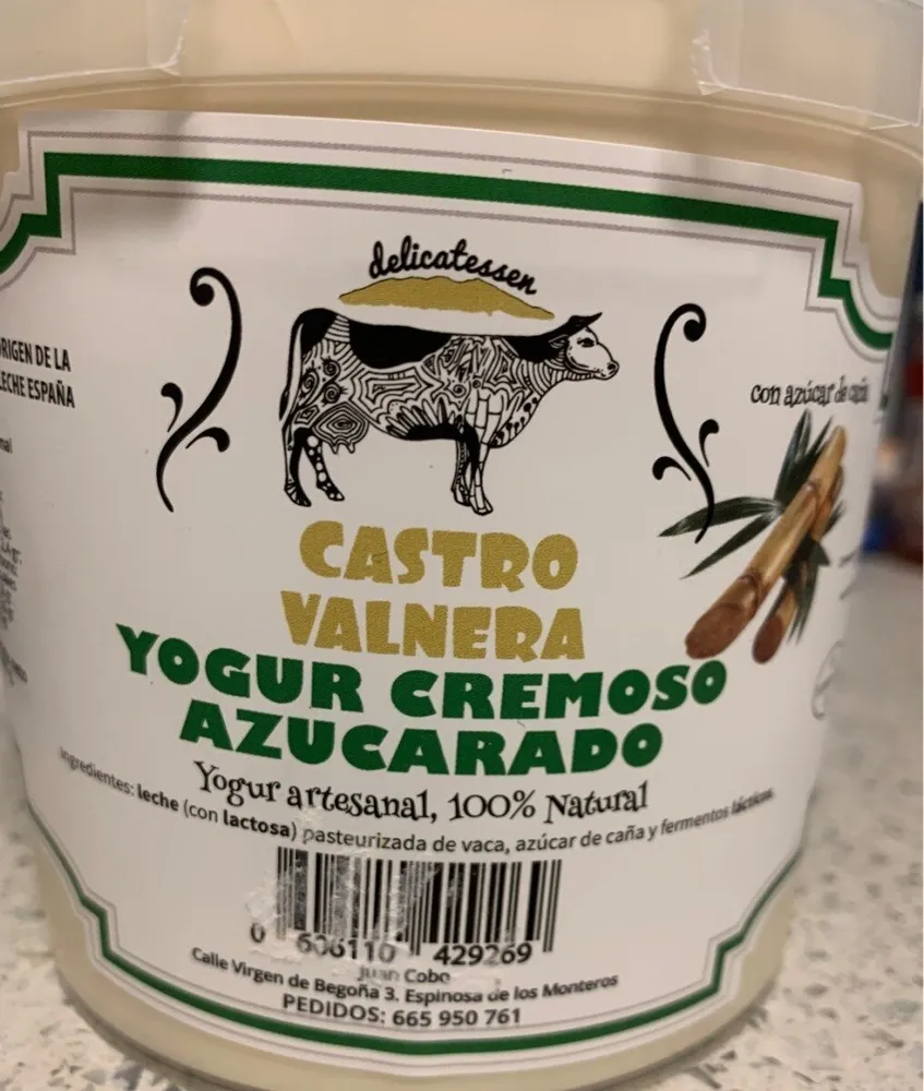 Yogur cremoso azucarado