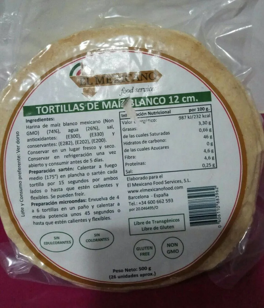 Tortillas de maíz blanco