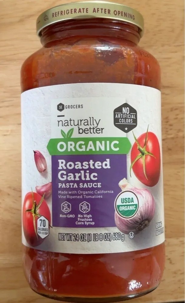 Organic roasted garlic pasta sauce