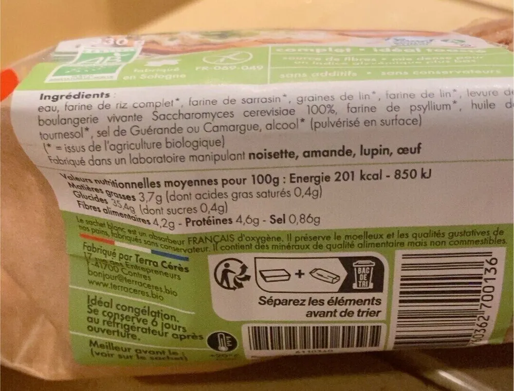 Pain des Druides sans gluten