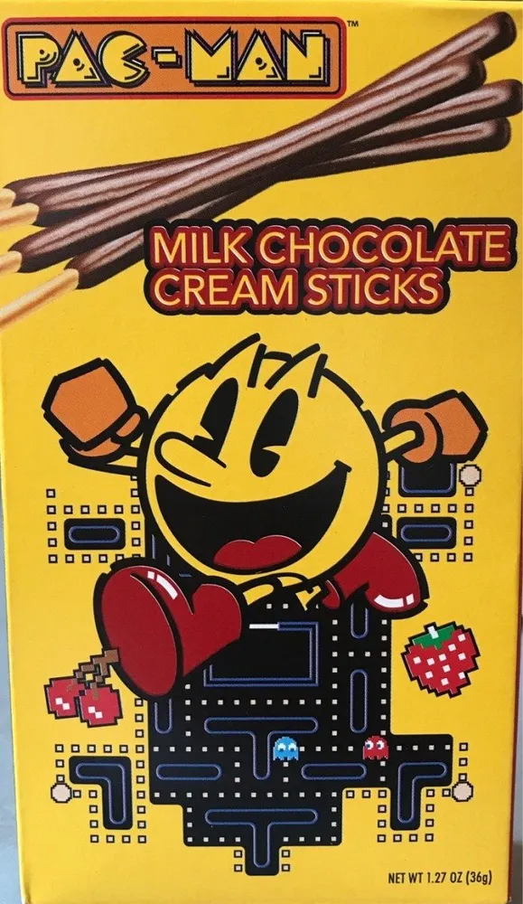 Pac-Man milk chocolate cream sticks