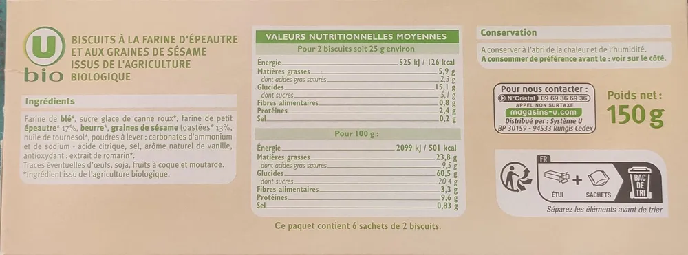 Biscuits épeautre et sésame