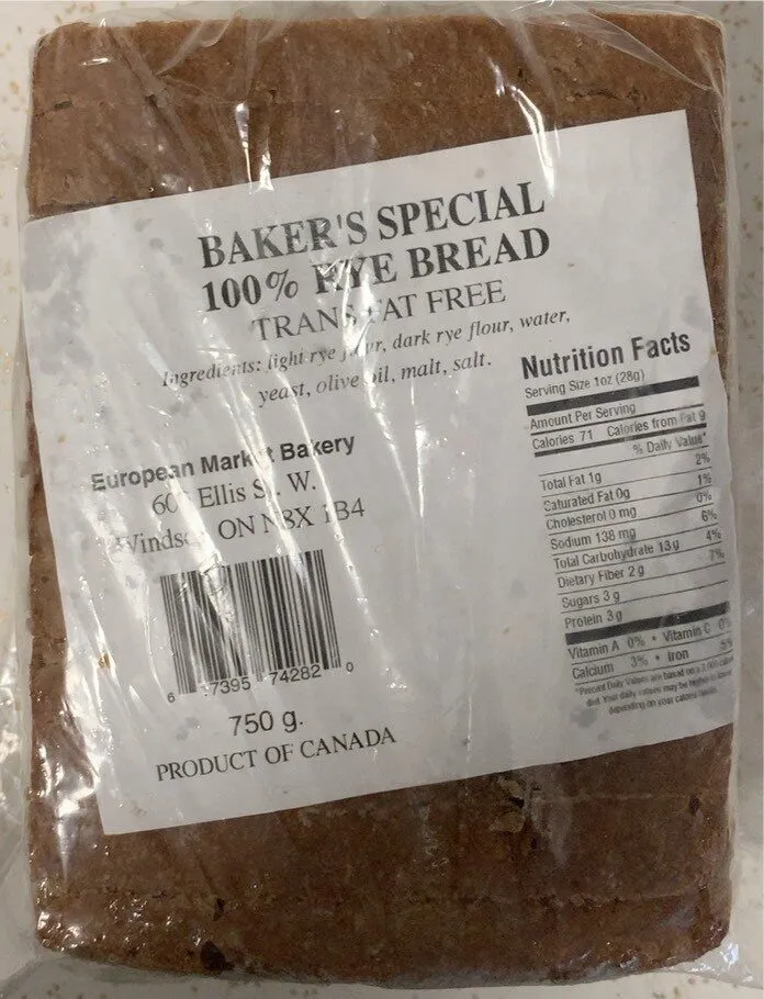 Baker’s Special 100% Rye Bread