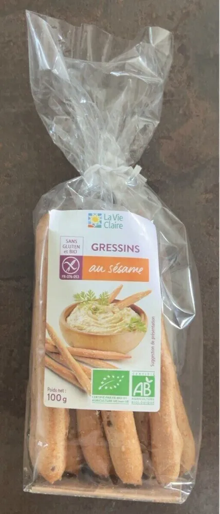 Gressins au sésame sans gluten bio