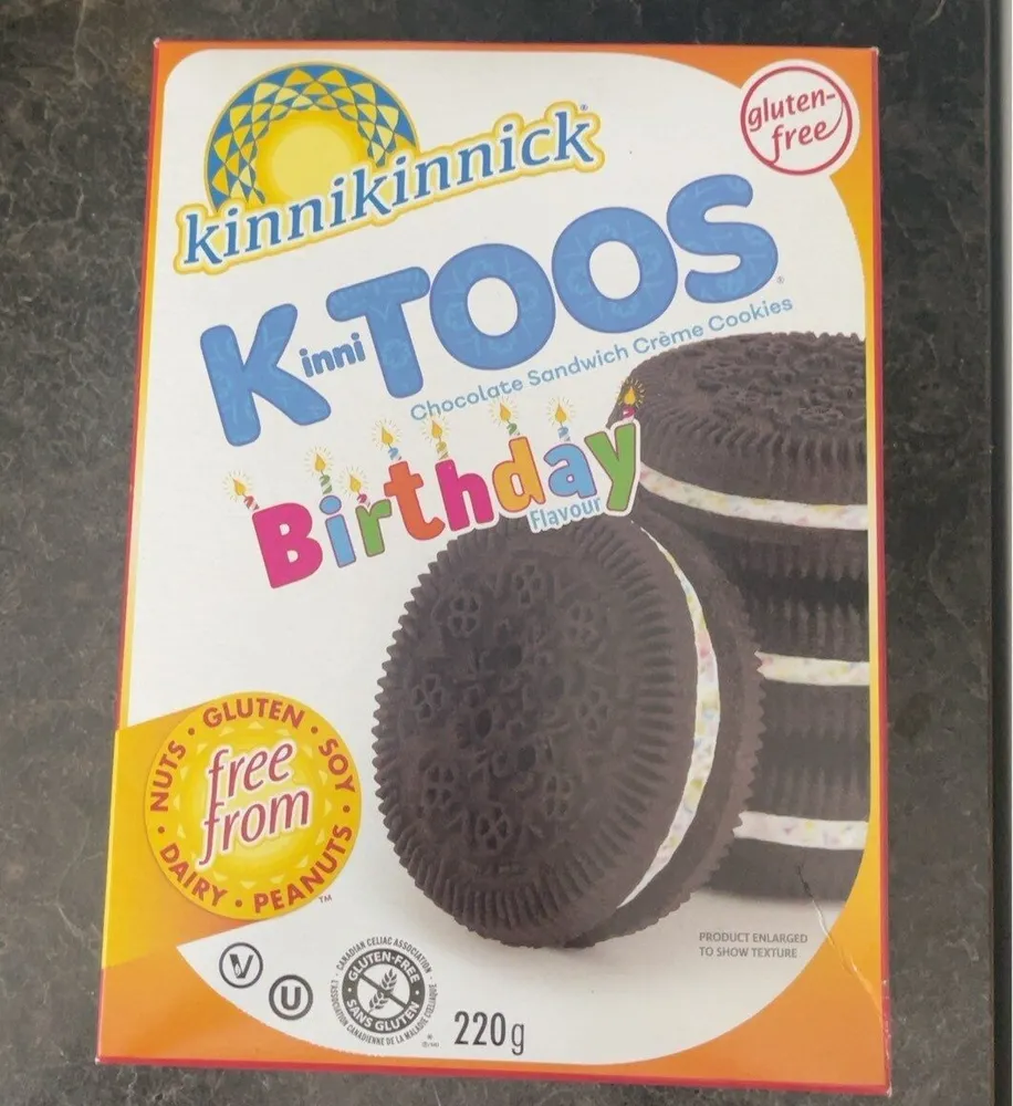 KinniTOOS chocolate sandwich creme cookies birthday flavor