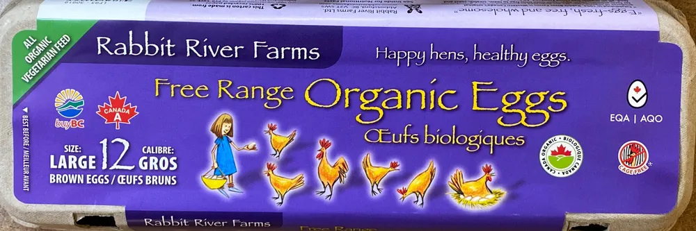 12 Large Organic Free-Range Eggs, brown.