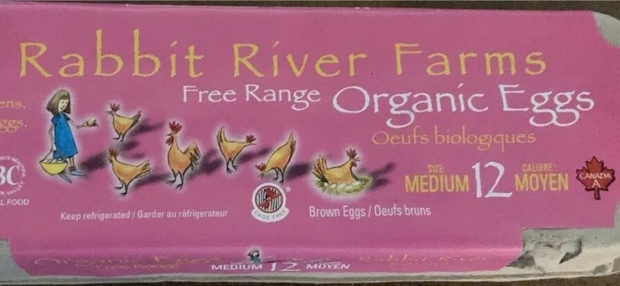 12 Medium Organic Free-Range Eggs, brown.