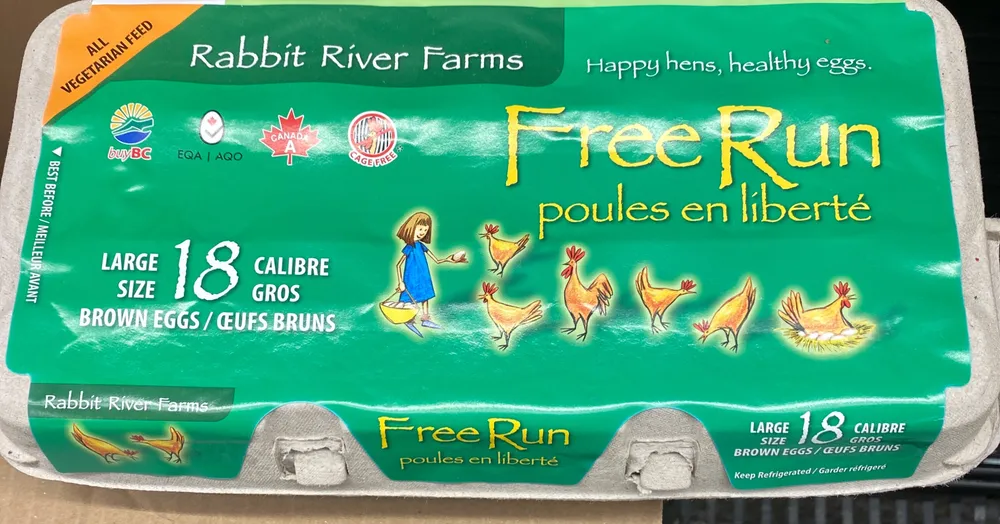 18 Large Free Run Eggs, brown