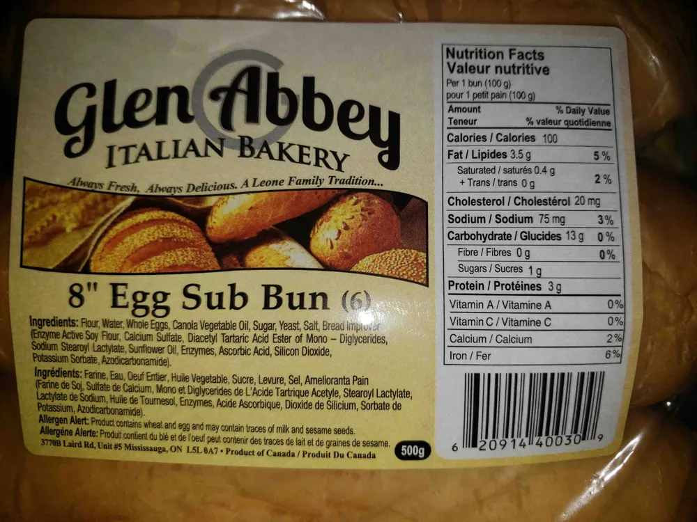 8" Egg Sub Bun