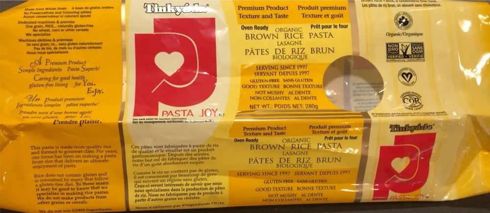 Organic Brown Rice Pasta Lasagne