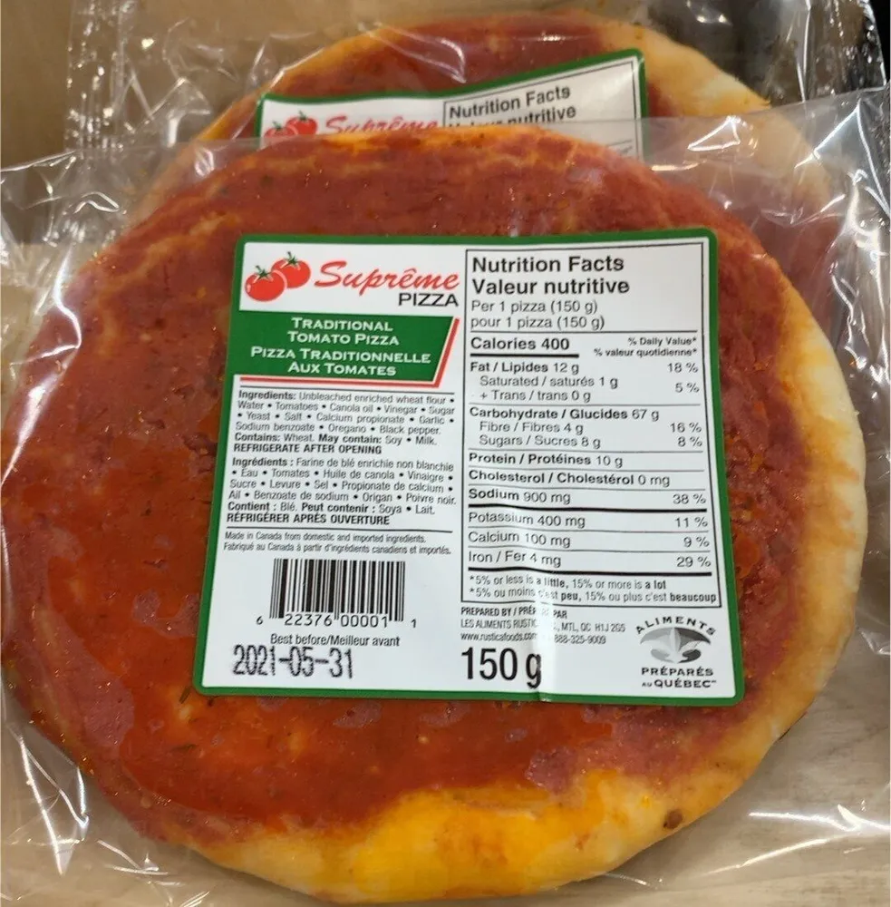 Pizza traditinnelle tomate