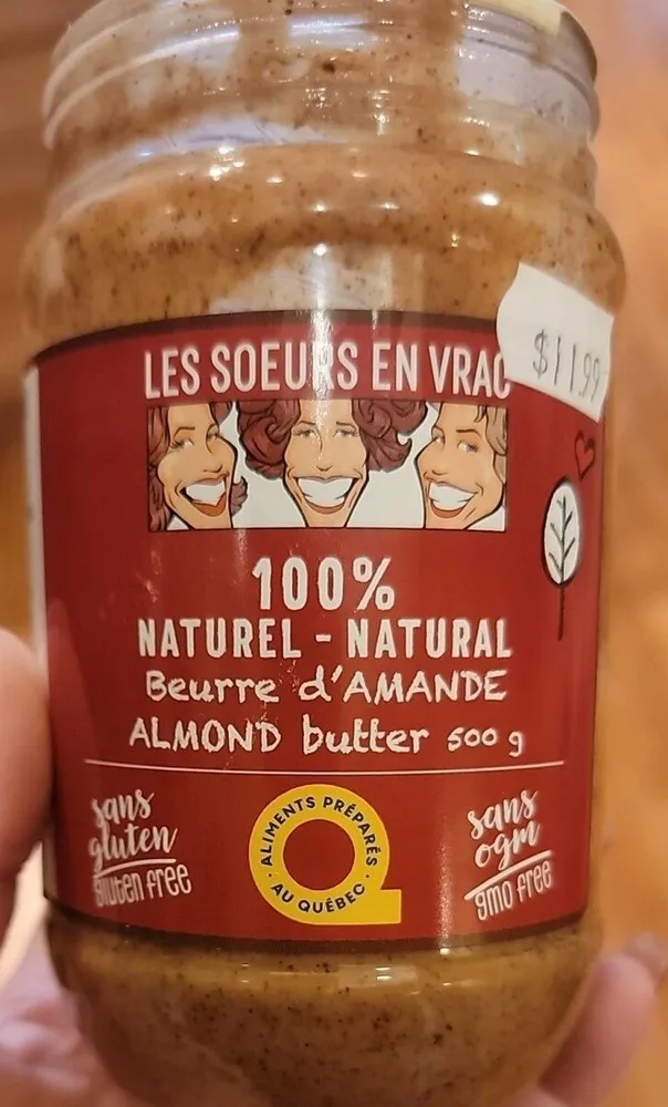 100% naturel - natural Beurre d'amande/ Almond butter
