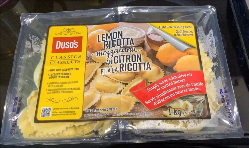 Mezzaluna au citron et à la ricotta