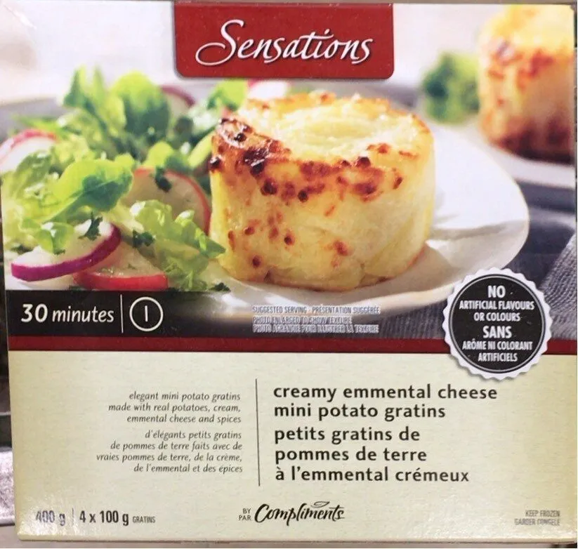 Creamy emmental cheese mini potato gratin