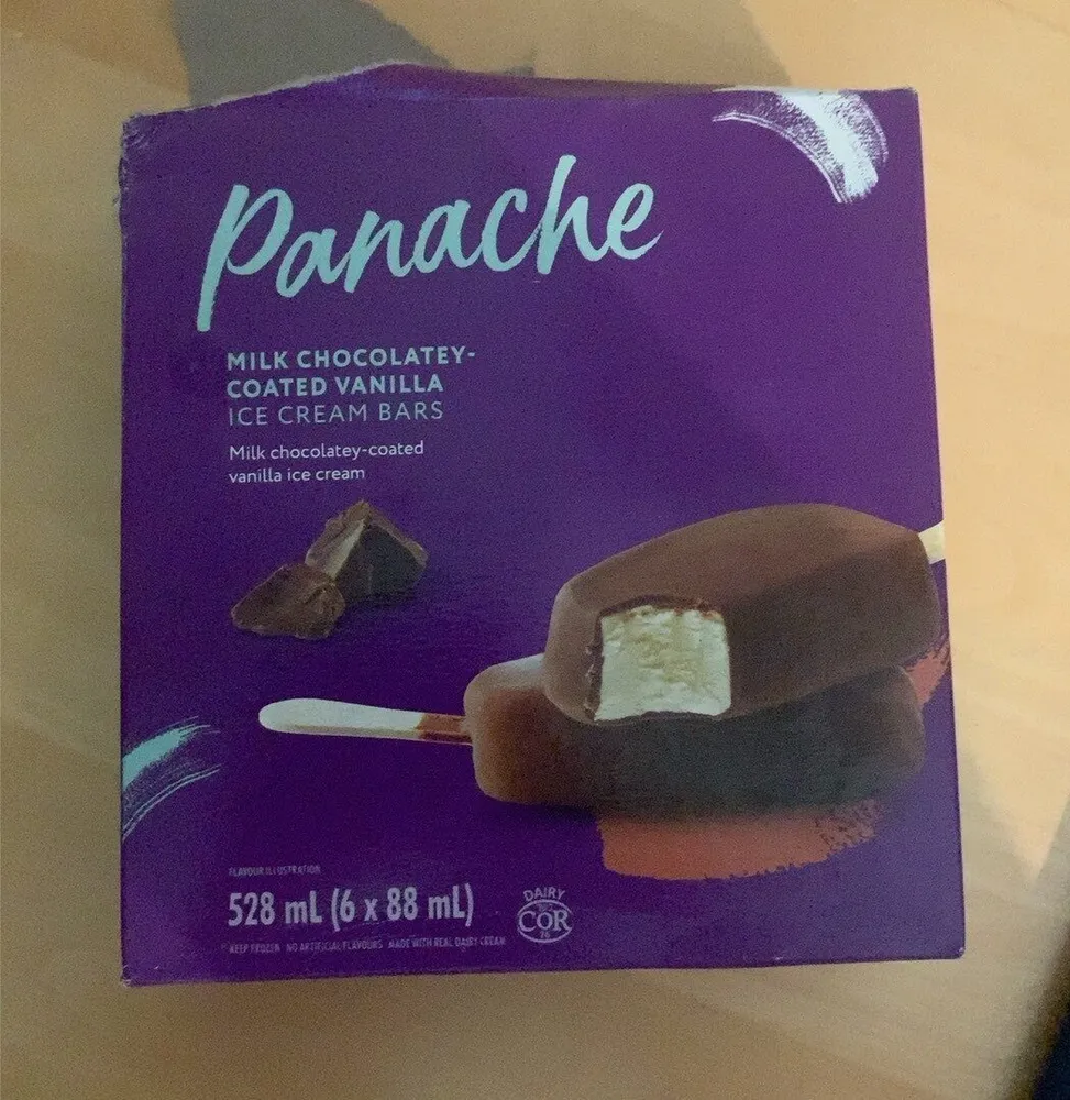 Milk chocolaty coated vanilla ice cream bars