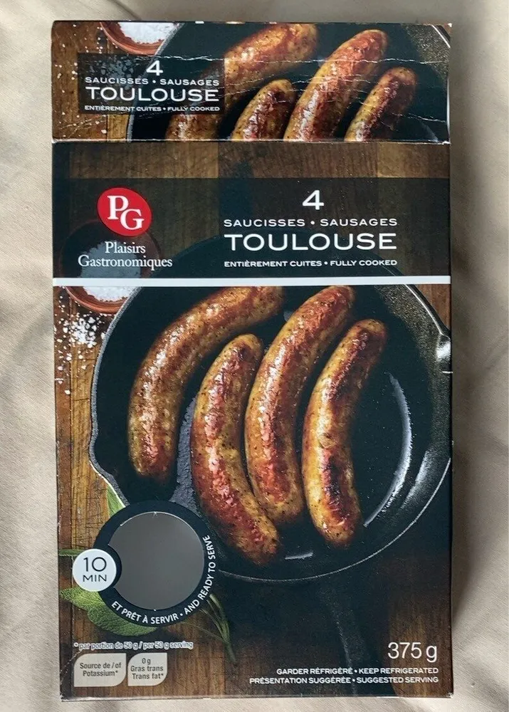 4 saucisses de toulouse entièrement cuites