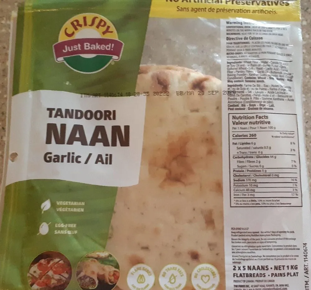Tandoori Naan Garlic / Ail