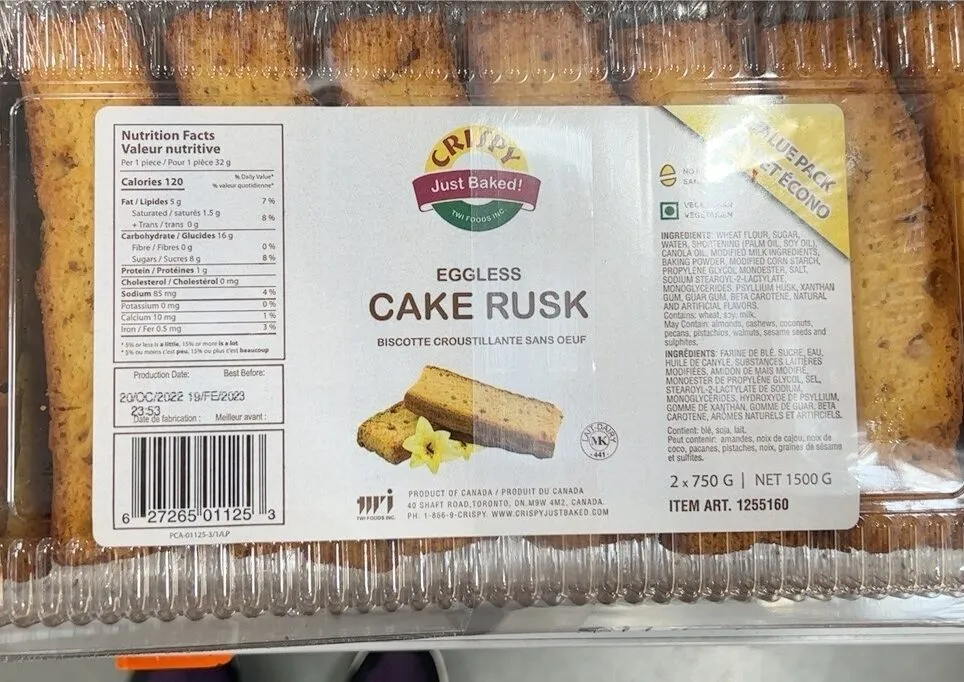 Eggless cake rusk